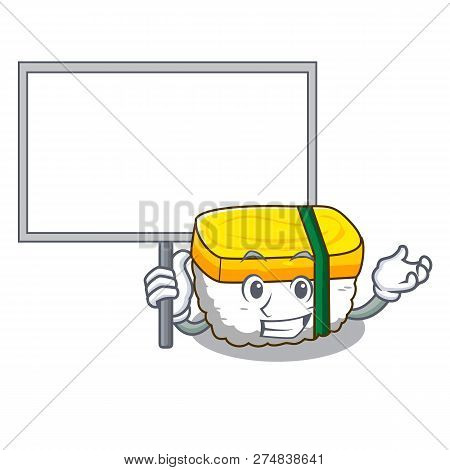 Bring Board Tamago Sushi Isolated On A Mascot