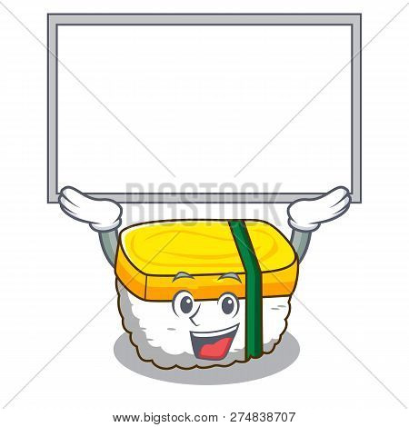 Up Board Tamago Sushi Isolated On A Mascot