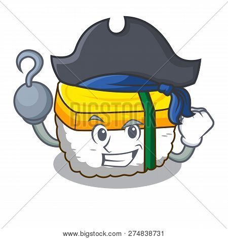 Pirate Tamago Sushi Isolated On A Mascot