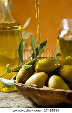 olive oil over olives
