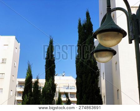Residential Buildings And Surrounded With Green Plants In  Rishon Le Zion.