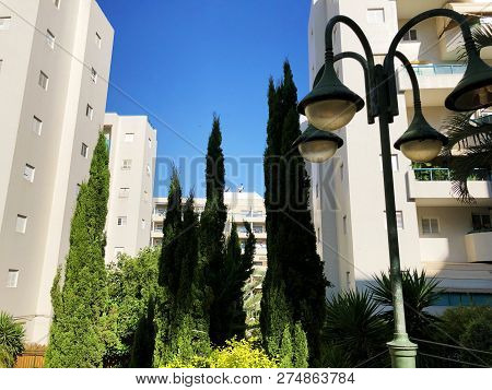 Residential Buildings And Surrounded With Green Plants In  Rishon Le Zion.
