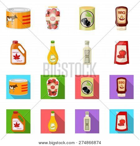 Vector Design Of Can And Food Symbol. Set Of Can And Package Stock Vector Illustration.