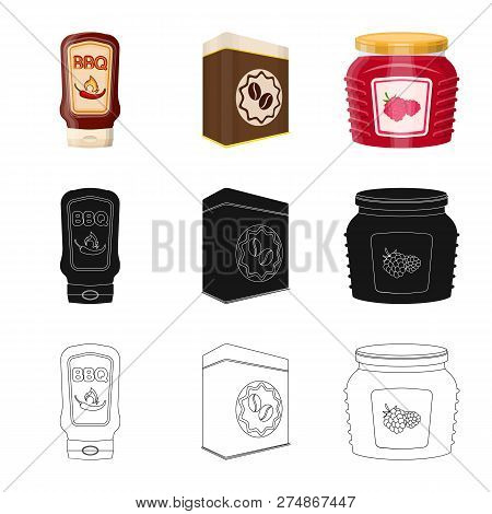 Vector Illustration Of Can And Food Logo. Collection Of Can And Package Stock Vector Illustration.