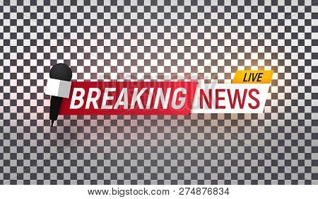 Isolated Vector Heading Of Breaking News. Template Title Bar Of News On Transparent Background