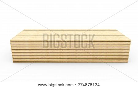 Wood Boards. Lath Boards Isolated On White Background 3d Render
