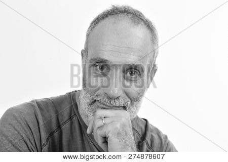 Portrait Of Midle Aged Man On White