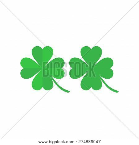 Four Leaf Clover Simple Vector Colorful Icon Set. Green Four Feaf Clover Vector Cartoon.
