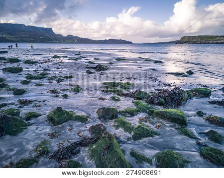 Sunset Over The Famous Dinosaur Bay At Staffin On The Isle Of Skye