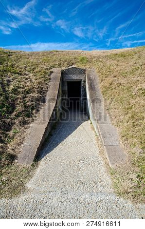 Entrance Door To A Bunker In Fort Pulaski National Monument In Georgia