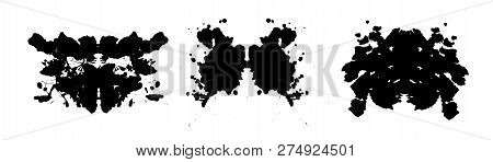 Rorschach Inkblot Test Illustration, Symmetrical Abstract Ink Stains