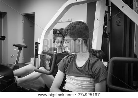 Tauranga New Zealand - December 15,2018; Young Person Engaged In Physical Activity At A Gym
