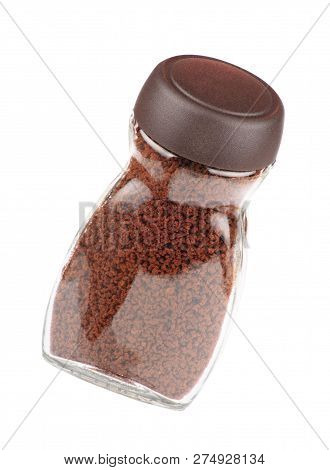 Jar Of Instant Coffee Isolated At Dry Sunny Summer Day