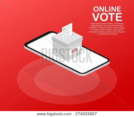 Flat Isometric Vector Concept Voting Online, E-voting, Election Internet System. Vector Stock Illust