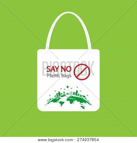 Ecology Concept,eco-friendly Fabric Bag Ideas.vector Illustration