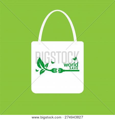 Ecology Concept,eco-friendly Fabric Bag Ideas.vector Illustration