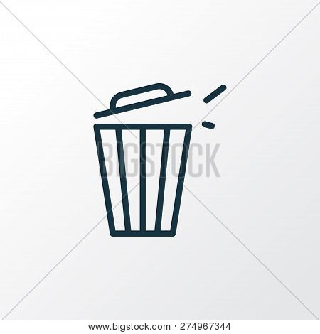 Trash Bin Icon Line Symbol. Premium Quality Isolated Trashcan Element In Trendy Style.