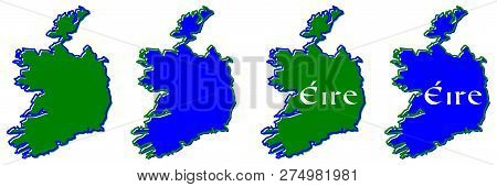 Republic Of Ireland (without British Northern Part) Map Outline. Fill And Stroke Are National Colour
