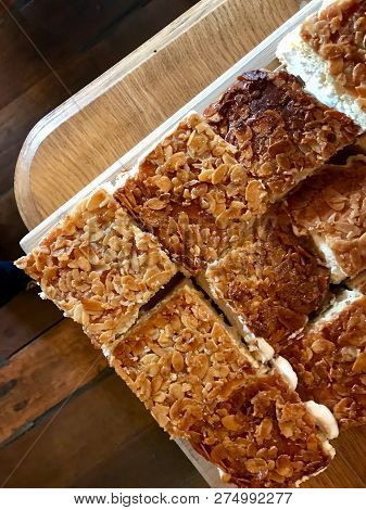 German Cake Nussecken Sweet Nut Pastry Cut In Square And Cream Filled