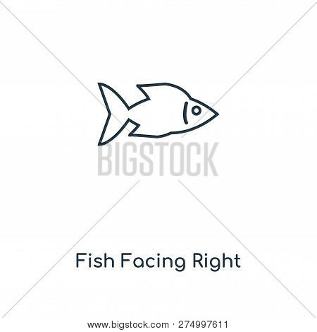 Fish Facing Right Icon In Trendy Design Style. Fish Facing Right Icon Isolated On White Background. 