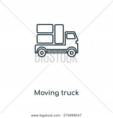 Moving Truck Icon In Trendy Design Style. Moving Truck Icon Isolated On White Background. Moving Tru