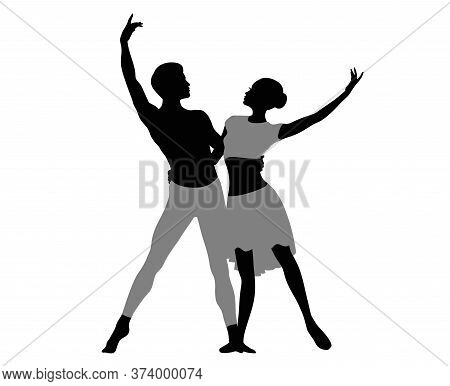 Beautiful Couple Dancing Ballet. Isolated On White.