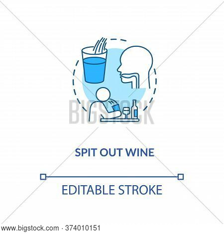 Spit Out Wine Concept Icon. Professional Sommelier Advice, Winetasting Tips Idea Thin Line Illustrat