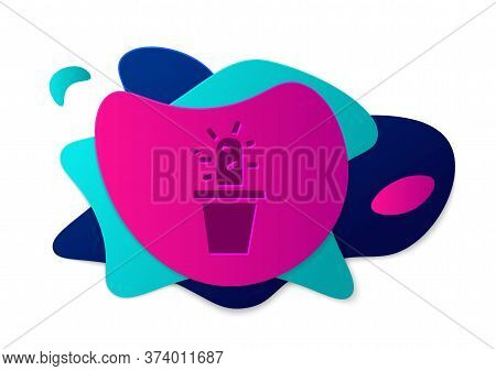 Color Cactus And Succulent In Pot Icon Isolated On White Background. Plant Growing In A Pot. Potted 