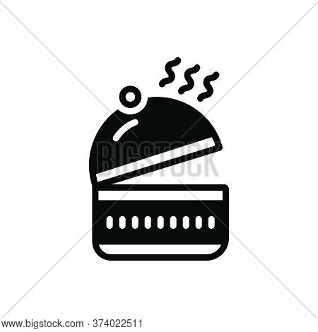 Black Solid Icon For Luncheon Box Open Food Lunch