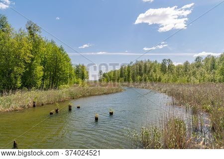 Canal Between Luknajno Lake And Sniardwy Lake In Poland.
