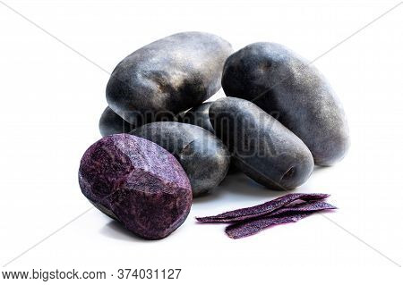 Raw Violetta  Potato Isolated On White Background