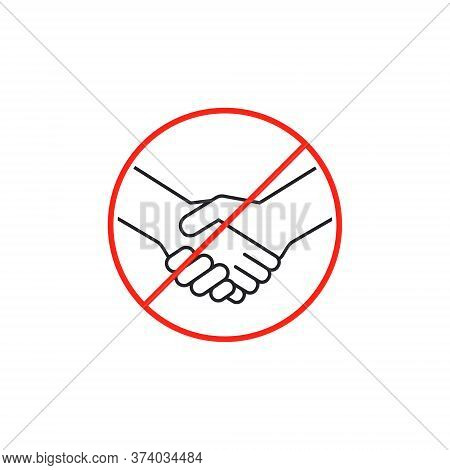 No Handshake Icon On White Background. Vector Flat Style. Avoiding Physical Contact Sign.