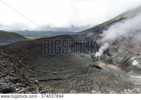 The Volcano Lokon Crater At Manado