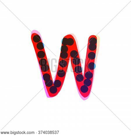 W Letter Logo Handwritten With A Red Felt-tip Pen. Perfect Vector Icon For Kids Design, Funny Craft 