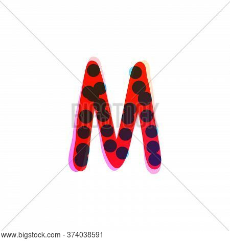 M Letter Logo Handwritten With A Red Felt-tip Pen. Perfect Vector Icon For Kids Design, Funny Craft 