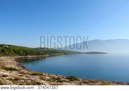 Turquoise Sea Water Of Beach And Mountains, Sumartin, Brac Island, Croatia