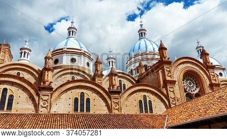 View At The Domes Of New Cathedral Or Catedral De La Inmaculada Concepción De Cuenca In Center Of Cu