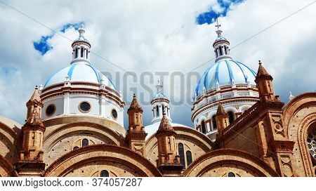 View At The Domes Of New Cathedral Or Catedral De La Inmaculada Concepción De Cuenca In Center Of Cu