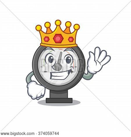 A Humble King Of Pressure Gauge Caricature Design Style With Gold Crown