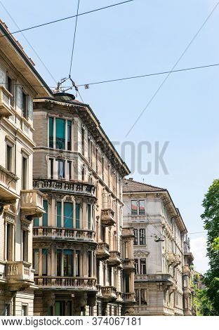 Via Aristide de Togni in Milan. Historic Architecture.