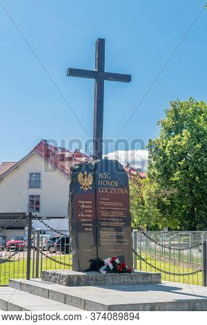 Pisz, Poland - June 1, 2020: Monument Commemorating The Generations Of Poles Who Fought For Free Pol