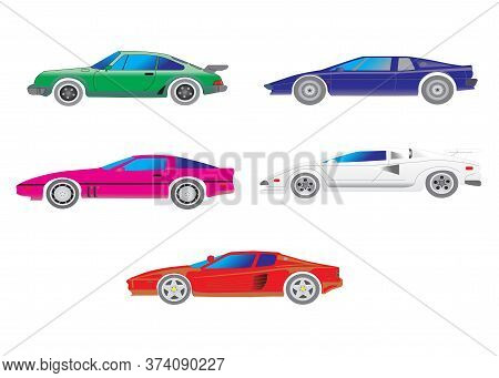 Vector Car Icons. Sport Cars Isolated On A White Background In Eps10