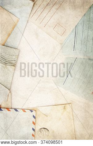 Stack Of Envelopes. Image In Vintage Grunge Style