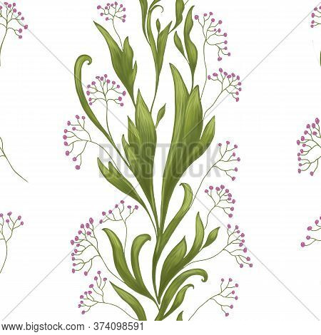 Beautiful Seamless Pattern With Berries On A White Background.fabric, Textile Design.