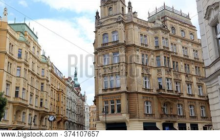 Prague, Czech Republic - August 23, 2016: Ancient Palace In The European Capital