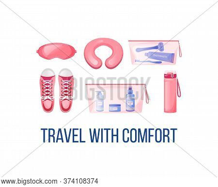 Long Haul Flight Essentials Social Media Post Mockup. Travel With Comfort Phrase. Web Banner Design 