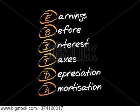 Ebitda - Earnings Before Interest, Taxes, Depreciation, Amortization Acronym, Business Concept Backg