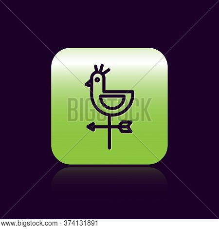 Black Line Rooster Weather Vane Icon Isolated On Black Background. Weathercock Sign. Windvane Rooste