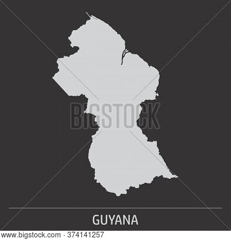 The Guyana Map Icon On Dark Background