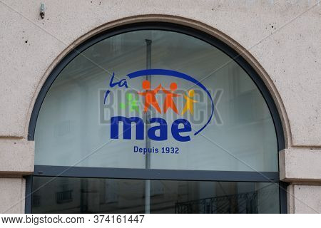 Bordeaux , Aquitaine / France - 06 20 2020 : Mae Logo Sign Of French Insurance For Teatcher In Wall 